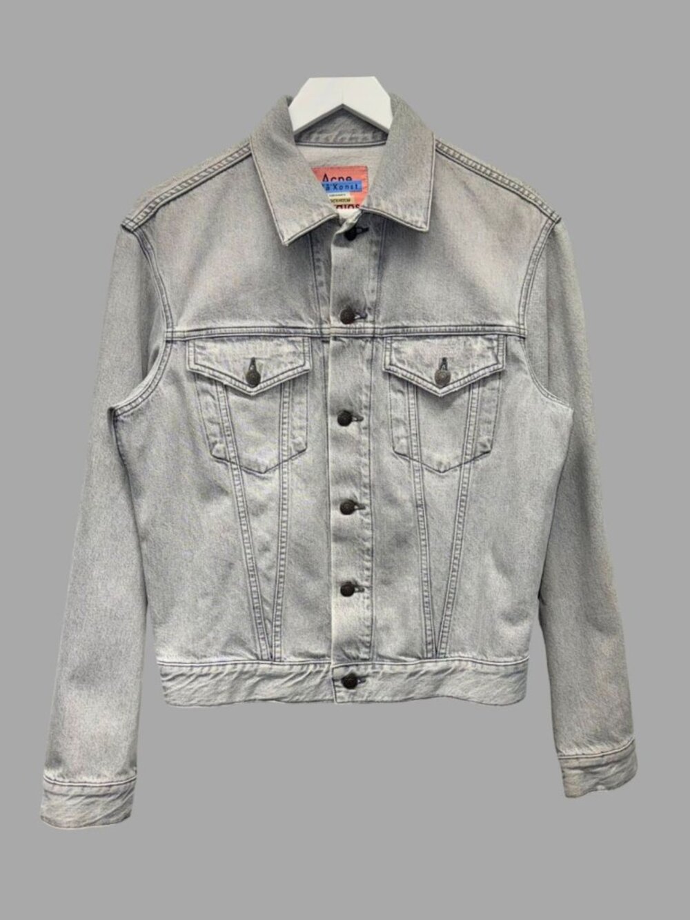 ACNE STUDIOS BLA KONST 1998 Stone Grey Cotton Denim Jacket Sz IT 44